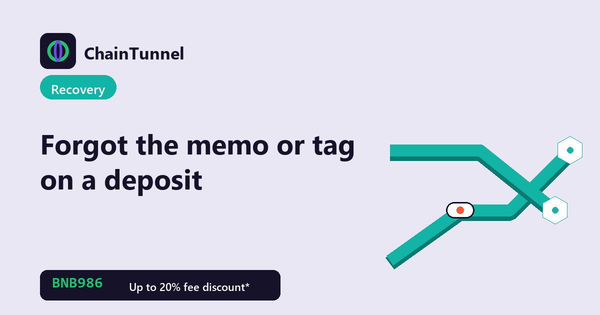 A shared deposit address uses the memo / tag to tell accounts apart: the recovery path when XRP, XLM, EOS or ATOM leaves it off