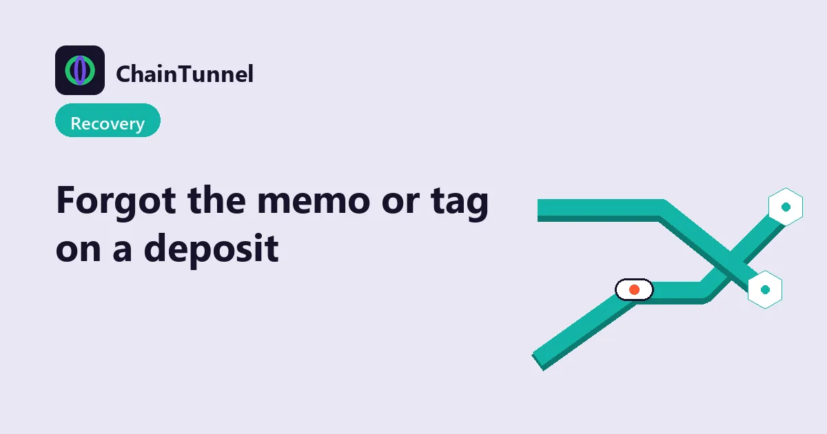 A shared deposit address uses the memo / tag to tell accounts apart: the recovery path when an XRP, XLM or ATOM deposit leaves it off